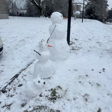 Winterzauber – Sonne, Schnee und Spass - Schneemänner mit Schneehund in Romanshorn. Leserfoto: Oleksandra Gogol / 5 / 2026