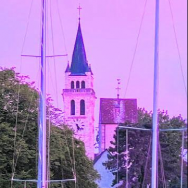 Romanshorner Kirche im Abendrot