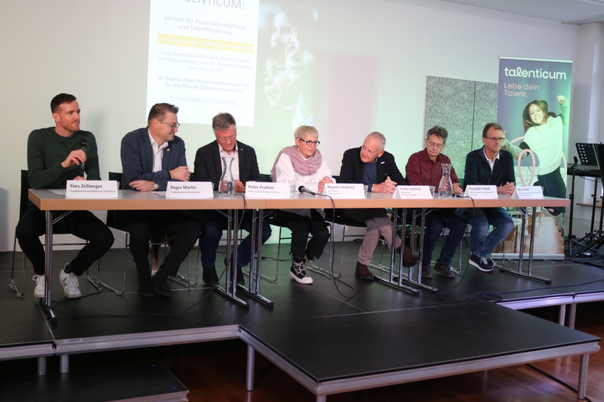 Innovativ unterwegs mit dem Talenticum (von links): Yves Zellweger, Roger Martin, Peter Fratton, Regula und Fredy Lienhard, Hanspeter Heeb, Walo Bohl. Foto: Markus Bösch