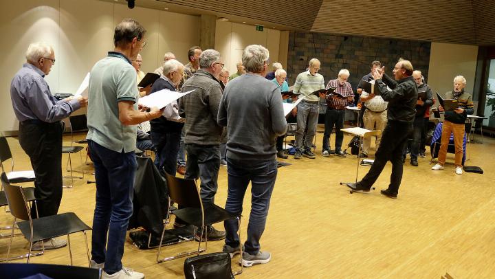 Eine Chorgesangsprobe – mit Bewegung, viel Stimme und ebenso viel Spass. Foto: Markus Bösch Eine Chorgesangsprobe – mit Bewegung, viel Stimme und ebenso viel Spass. Foto: Markus Bösch