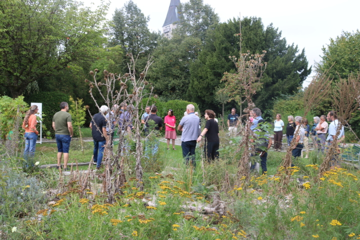 Kirchliche Umweltmanagementverantwortliche trafen sich in Romanshorn und bestaunten den kürzlich eröffneten Bibelgarten im evangelischen Friedhof. Foto: Markus Bösch. Fotos: Markus Bösch