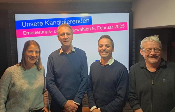 Von links: Sabrina Stübi, Arno Germann, Ismar Spuler, Stefan Hecker (nicht auf dem Bild, Patrik Fink). Foto: FDP Romanshorn