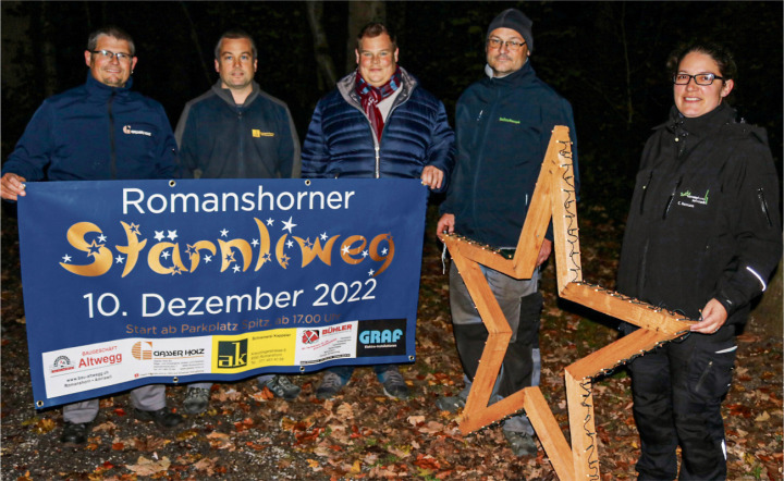 Sie freuen sich auf viele Gäste im Wald (von links): Daniel Gasser, Markus Kappeler, Michael Huser, Thomas Sonderegger und Gigi Hermann. Foto: Markus Bösch
