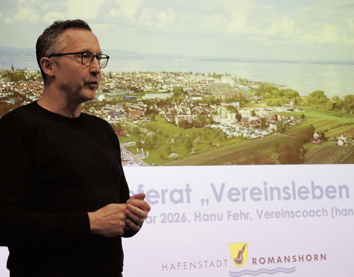 Hanu Fehr ist Vereinscoach und sprühte vor Ideen am Netzwerktreffen der Romanshorner Vereine. Foto: Markus Bösch Hanu Fehr ist Vereinscoach und sprühte vor Ideen am Netzwerktreffen der Romanshorner Vereine. Foto: Markus Bösch