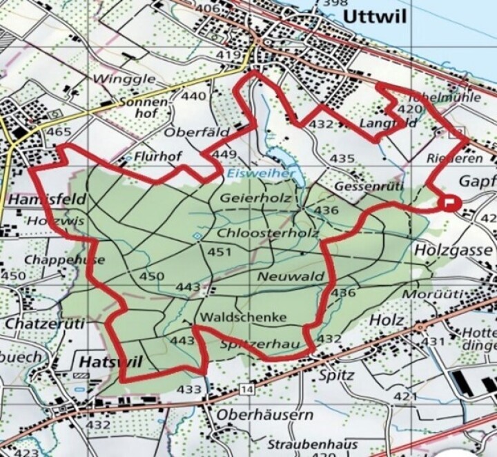 Die Velostrecke: (ca. 8–13 Uhr): Ausschliesslich auf Nebenstrassen rund um den Romanshorner Wald..