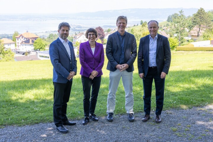 Delegationsleiter der IGKB, vlnr: Martin Popp (Bayern), Elke Rosport (Baden-Würtenberg), Patrice Eschmann (Schweiz), Gernot Längle (Österreich). Foto: Nester, IGKB
