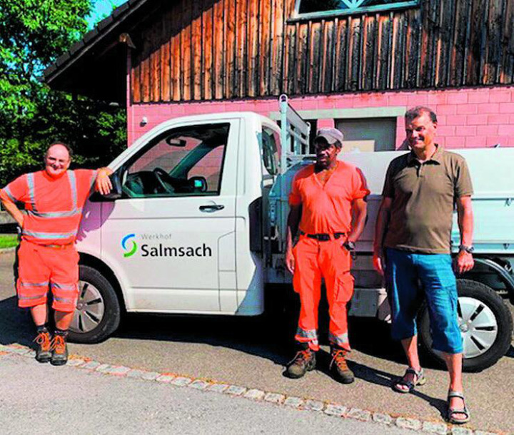 Christian Bücheli, Leiter Werkhof, Francis Pame, Mitarbeiter Werkhof, und Beat Steiner, Bau- und Werkverwalter.