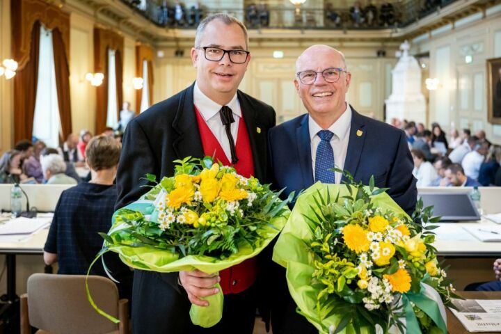 Der neu gewählte Regierungspräsident Urs Martin (links) und der neu gewählte Präsident des Grossen Rates Andreas Zuber.  Foto: Staatskanzlei Kanton Thurgau