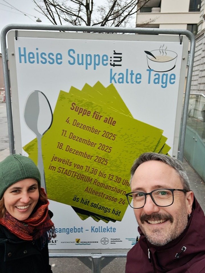 Der dritte «Suppenzmittag» in der Adventszeit findet am Donnerstag, 18. Dezember, im Stadtforum Romanshorn, Alleestrasse 24, statt.
