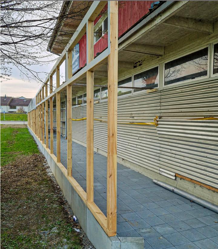 Der Erweiterungsbau des Kanu-Club-Hauses geht zügig voran. Foto: Peter Gubser