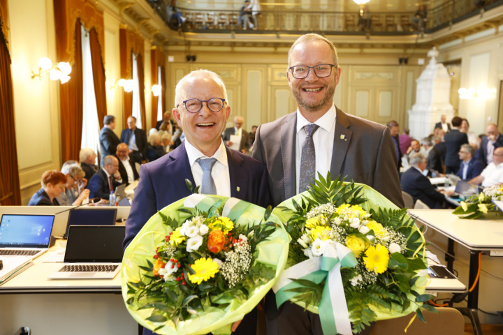Der neu gewählte Präsident des Grossen Rates Peter Bühler (links) und der neu gewählte Regierungspräsident Walter Schönholzer. Fotos: zVg. Staatskanzlei Kanton Thurgau