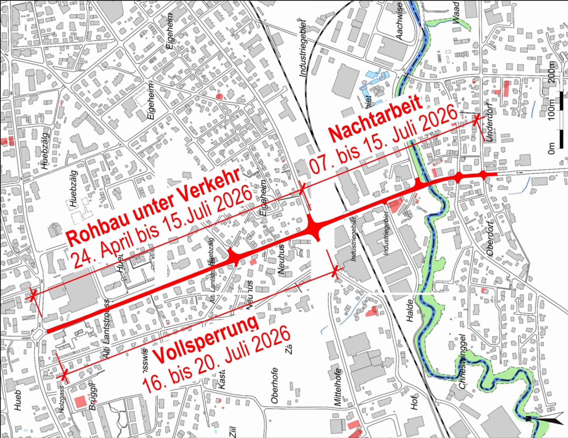 Nachtarbeit zwischen Romanshorn und Salmsach sowie Sperrung der Kantonsstrasse in Romanshorn