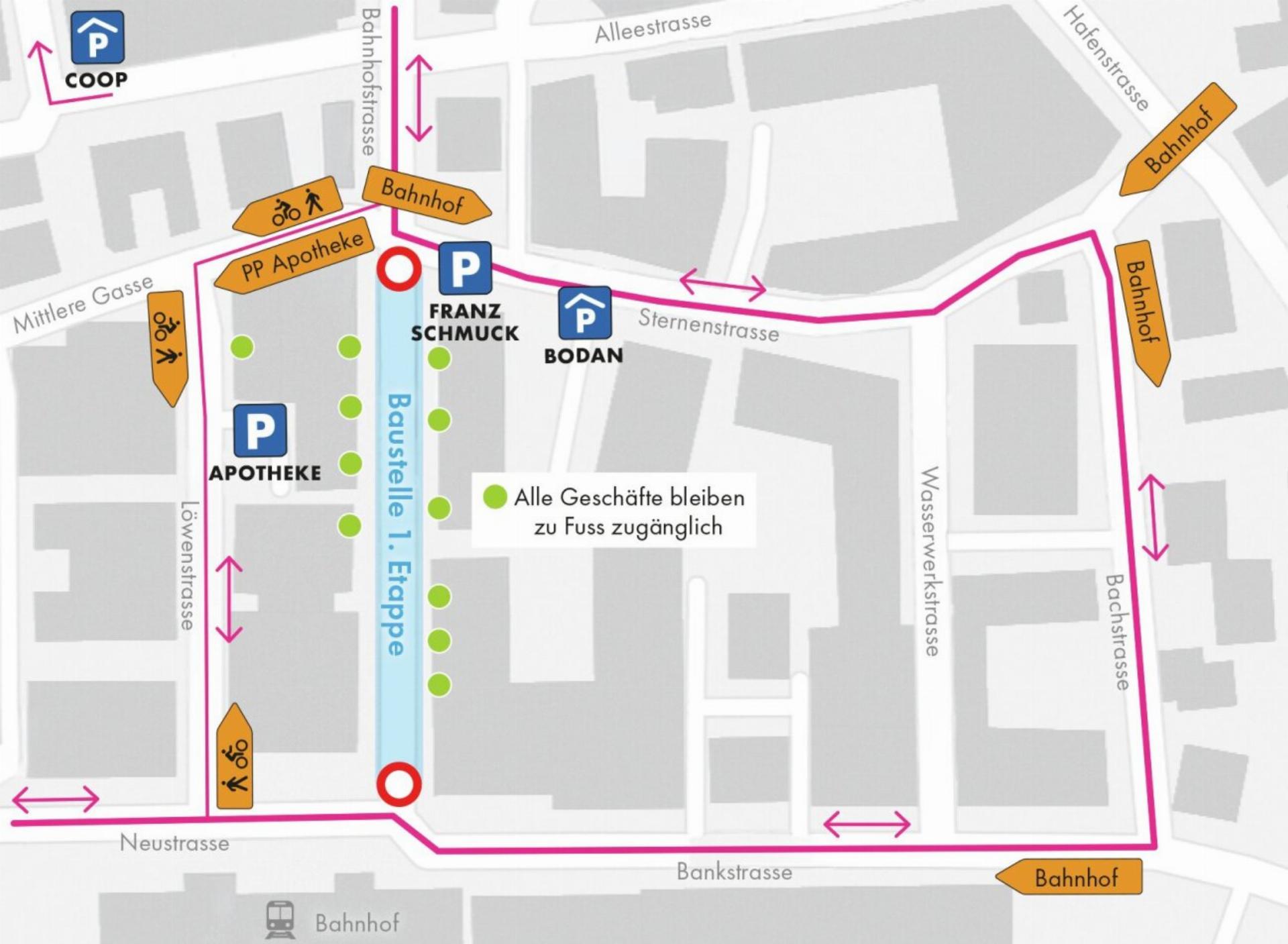 Neugestaltung der unteren Bahnhofstrasse startet am 24. August