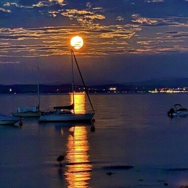 Der Mond vergoldet unseren See - Leserfoto: Ruedi Dubs / 39 / 2026
