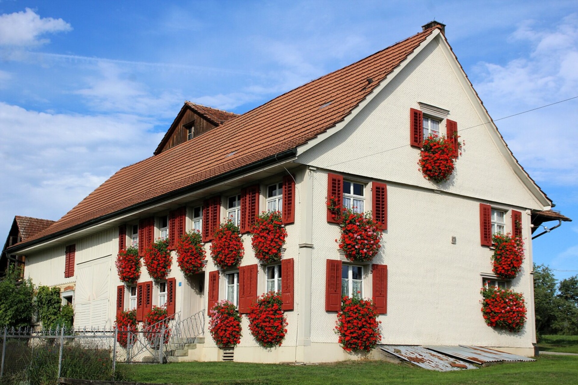 Blumenzauber im Hungerbühl: Ein Haus im roten Blütenmeer - Das Bild wird blockiert. – Möglicherweise durch einen aktiven Adblocker.
